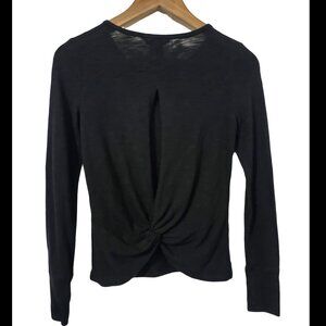Banana Republic Heather Black Twist Keyhole Top XXS